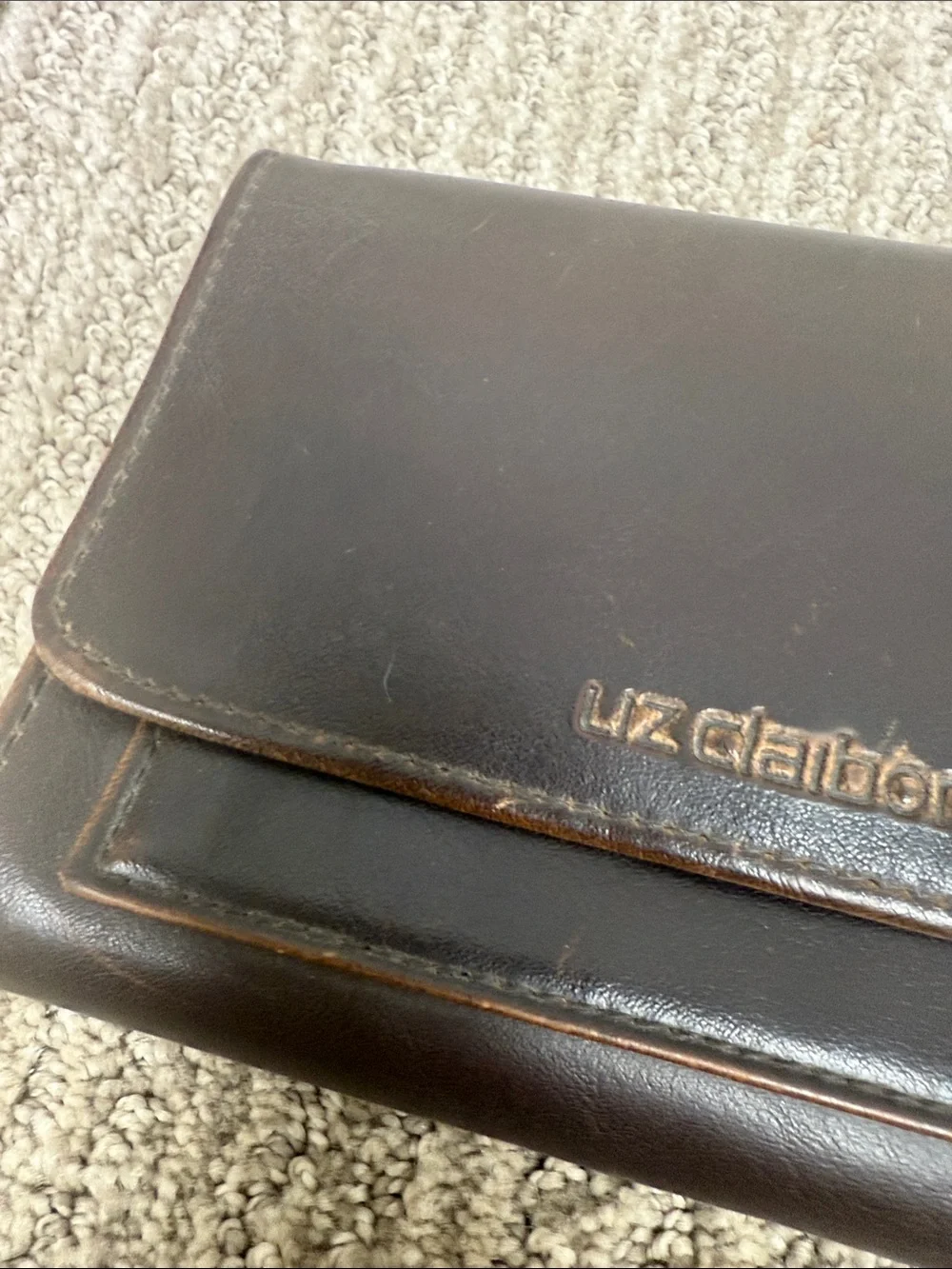 Liz Claiborne Chocolate Brown Leather Fold-Over Wallet